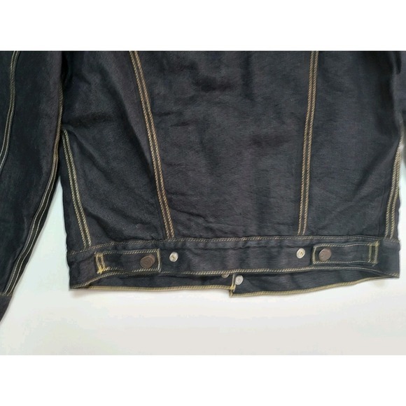 Levi's Denim Trucker Jacket Sherpa Collar Lined Dark Wash Size S - Picture 6 of 9